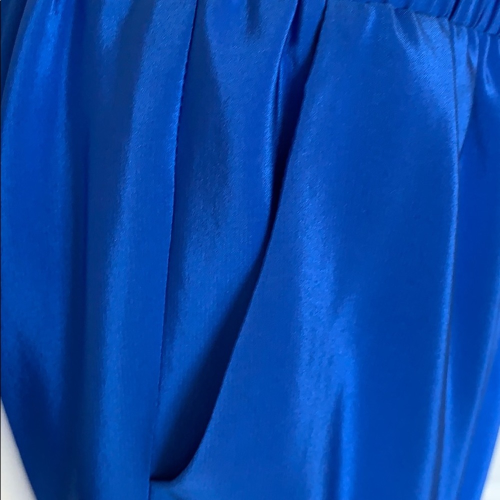 Amanda Uprichard Blue Wide Leg Pant 100% Silk L - Picture 6 of 12